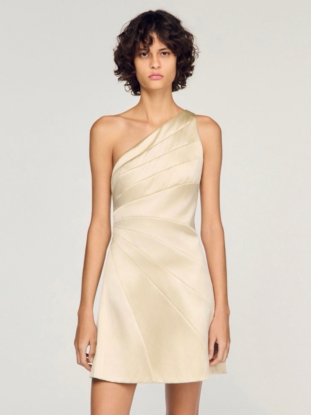 Sirene MINI ONE-SHOULDER SATIN-EFFECT DRESS